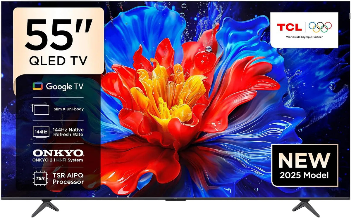 TCL Google 55P8K-UK Smart TV, 55 polegadas, 144 Hz, TV, 4K UHD, QLED, HDR, som Dolby