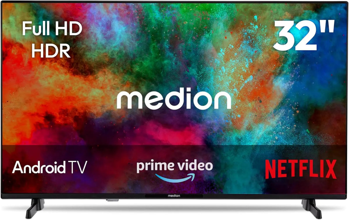 MEDION Smart TV, 32 polegadas, TV, HDR, Bluetooth, Android OS, Full HD, gravação PVR, MD 832100, 80 cm, Televisão, Vídeo Prime