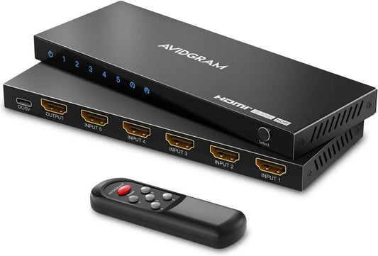 AVIDGRAM Smart TV 48Gbps PS4, 120 Hz, TV, 4K UHD, HDR, HDMI, 5 porta Selector Box com IR Remote Control Suporte HDCP 2, Switch 2