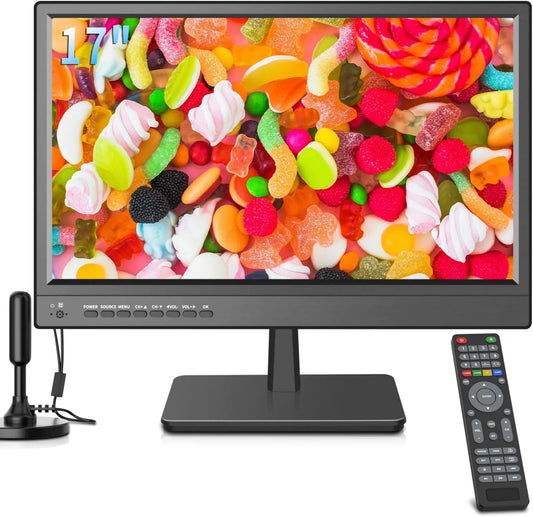 ZOSHING Smart TV 1080P T2, H.256, 17 polegadas, TV, HDMI, USB, camping, 41cm, TV LED HD 1080P pequeno com Tuner Digital T2, H.256 TNT, 12 volts dentro e