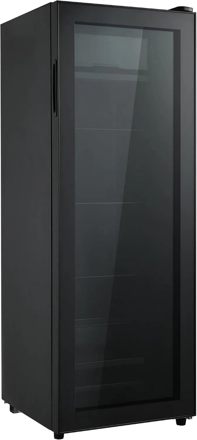WEALTHOUSE Frigorífico, 128 L, 43 dB, iluminação LED, silencioso, preto, 7 níveis, 8L congelamento, porta de vidro temperado duplo, prateleiras ajustáveis, instalação