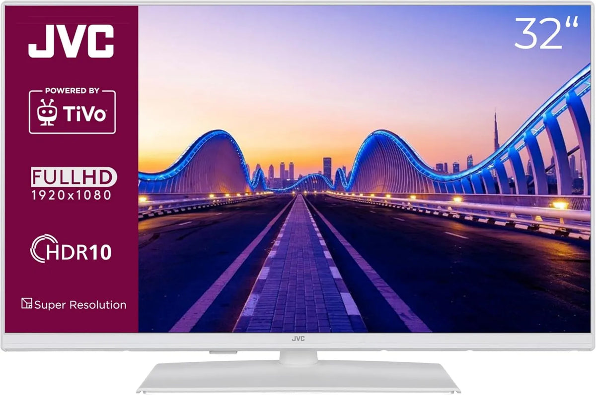 JVC LT-32VF5355W Smart TV, 32 polegadas, TV, HDR, sintonizador triplo DVB-T2, S2, Full HD, 6 Mês HD+ Incluído