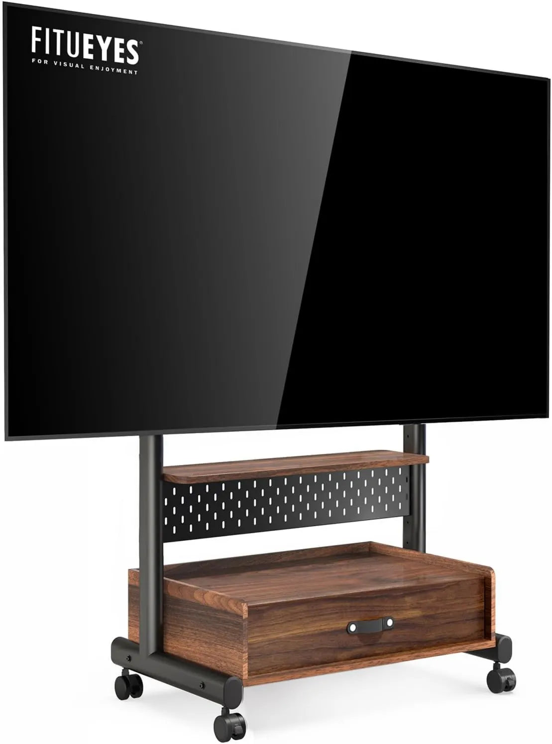 suporte de TV, 85 polegadas, 600 x 400 mm, rodas móveis, decoração da sala, Max. carga 60 kg, 7 configurações de altura, suporte de TV FITUEYES