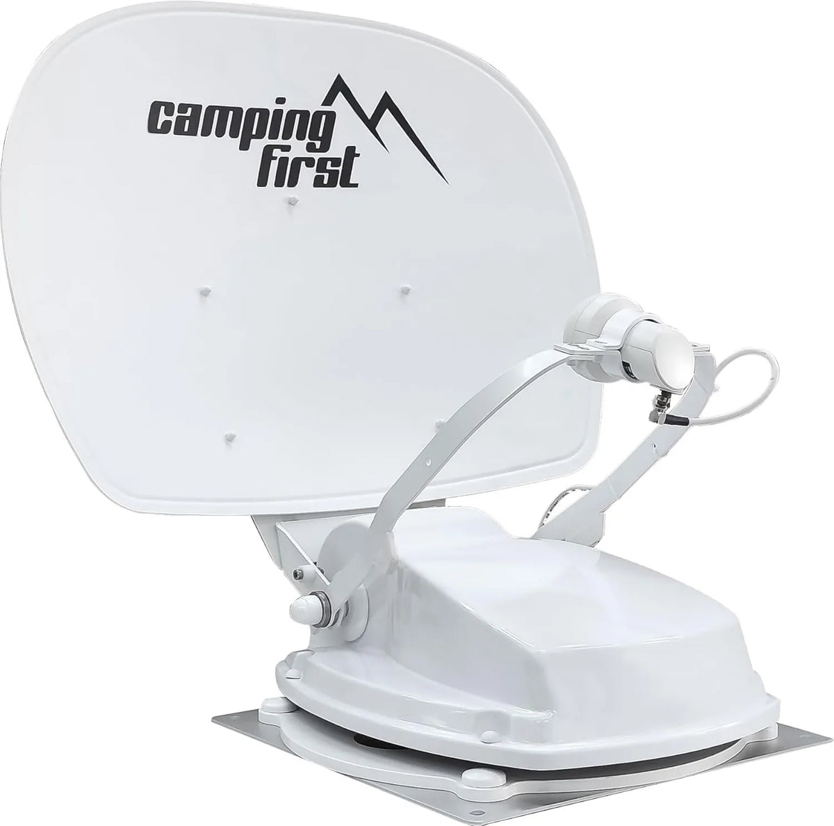 Camping First Produto antena automática satélite, Satmex 55 Plus, Branco, montagem em autocaravana, apenas 16 cm de altura, Bluetooth, ampla gama de