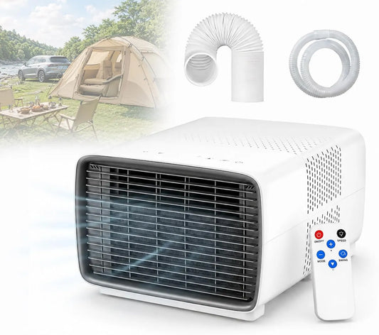 HCAUYNN Ar condicionado 1-12H, 400 × 300 × 255mm, 900 W, 45 dB, Timer, Frigorífico 900W, Comando à distância, Mini-sala, Estúdio e Ar condicionado de secretária
