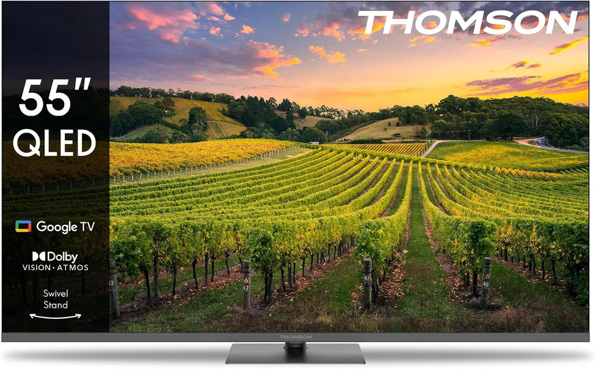 THOMSON Google 55QG5C14 Smart TV, 55 polegadas, TV, QLED, HDR, som Dolby, HDMI, Wi-Fi, Bluetooth, HDR10, Triplo-Tuner, Áudio Dolby, 139 cm, CI+, Cabo