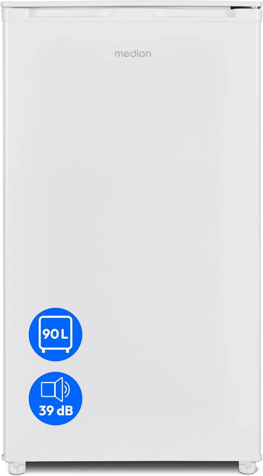 MEDION Frigorífico, 90 L, independente, capacidade útil total 90L 80L refrigeração 10L compartimento de gelo, gaveta de vegetais transparente