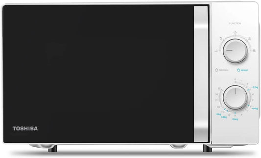 Toshiba MW2-MM20P Microondas, 20 L, 800 W, iluminação LED, descongelamento, forno microondas, branco, 20 litros, 5 níveis de potência com função de