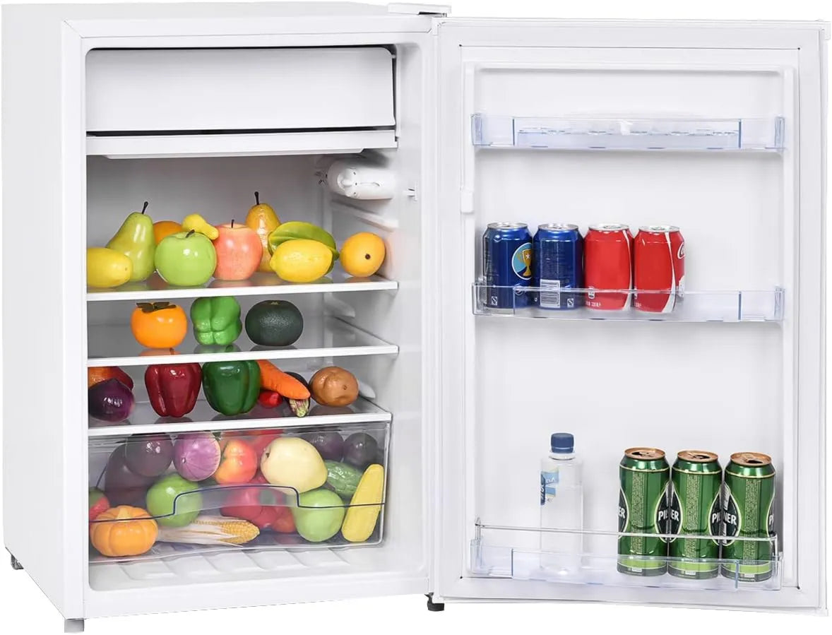 GOPLUS Congelador, 123 L, 53 x 52, 5 x 83 cm, silencioso, 2 zonas de temperatura, branco, Frigorífico Compacto com porta reversível