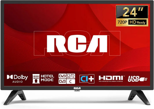 RCA Smart TV, 24 polegadas, TV, sintonizador triplo DVB-T2, S2, HDMI, USB, LED HD TV para sala de cozinha com Tuner Triplo, 220 Volts, 60 cm