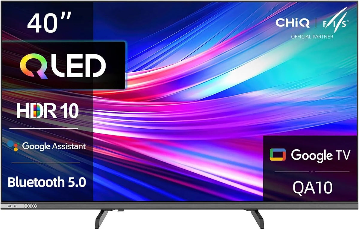 CHiQ Smart TV 40QA10, 40 polegadas, TV, QLED, HDR, sintonizador triplo DVB-T2, S2, som Dolby, sem moldura, Dolby Audio, som dbx-tv, Cromadocast encastrado