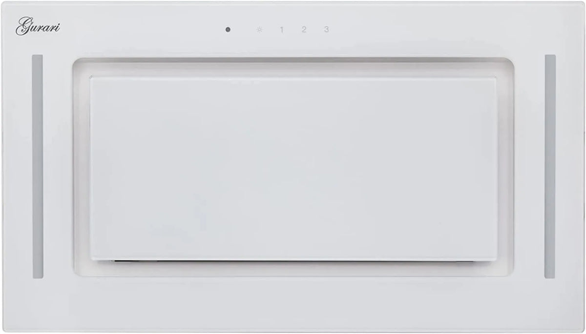 exaustor, 52 cm, 1000 m3/h, capa de cozinha, encastrado, 3 níveis, Gurari 217 WH 52 Pr, comando à distância, moldura de vidro