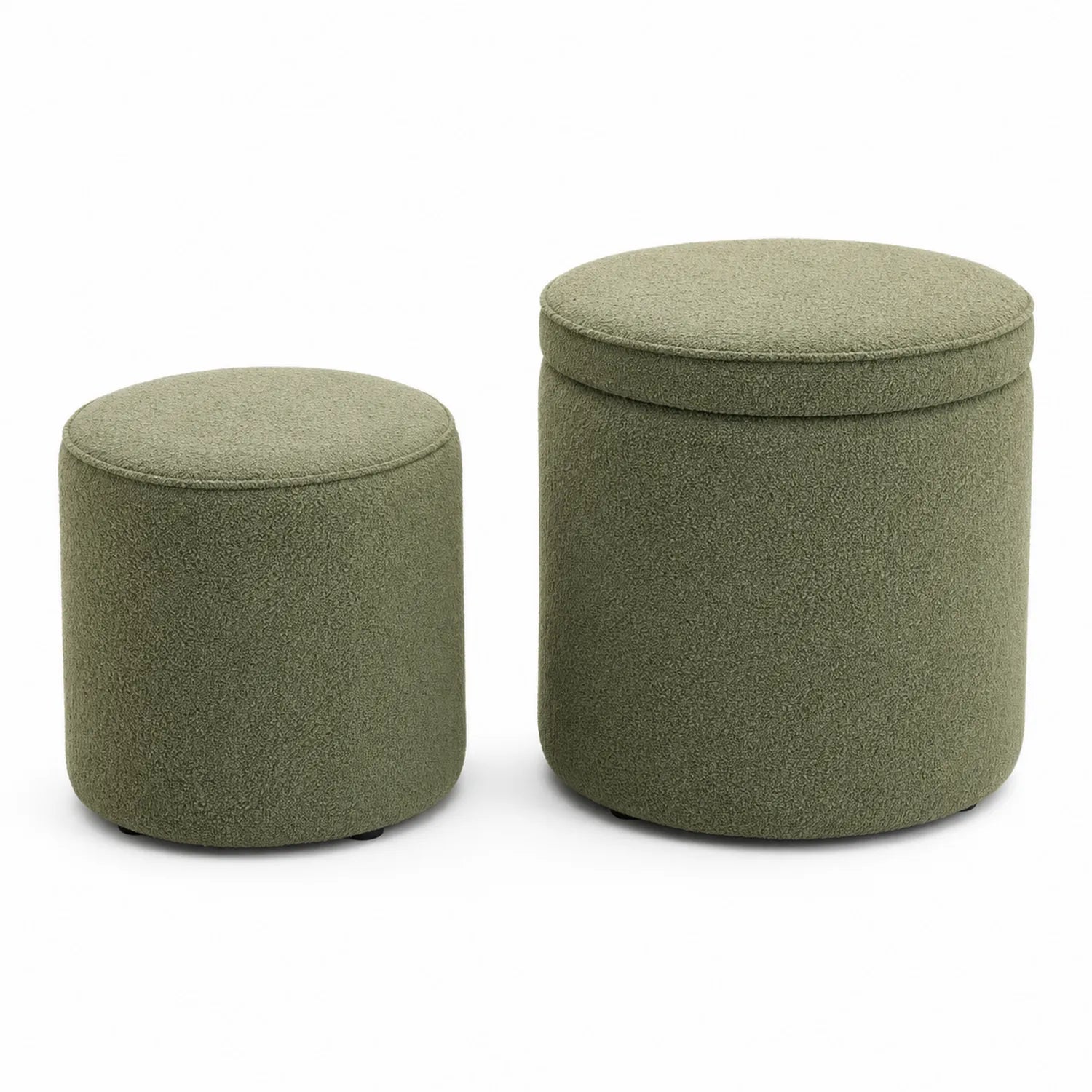 Set de reposapiés redondos de tela verde 40x40 cm y 35x35 cm