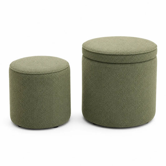 Set de reposapiés redondos de tela verde 40x40 cm y 35x35 cm