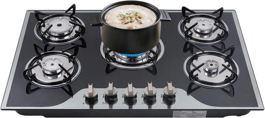 mesterth Cozinha com forno, 5 lareiras, encastrado, ferro fundido, aço inoxidável, controlo de incêndio a 180°