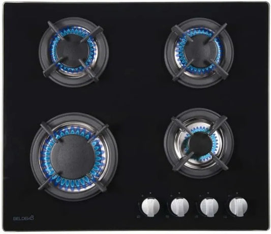 Placa de gás, 4 lareiras, 7500 W, placa de gás, preto, BELDEKO, BOUTEILLE GAS