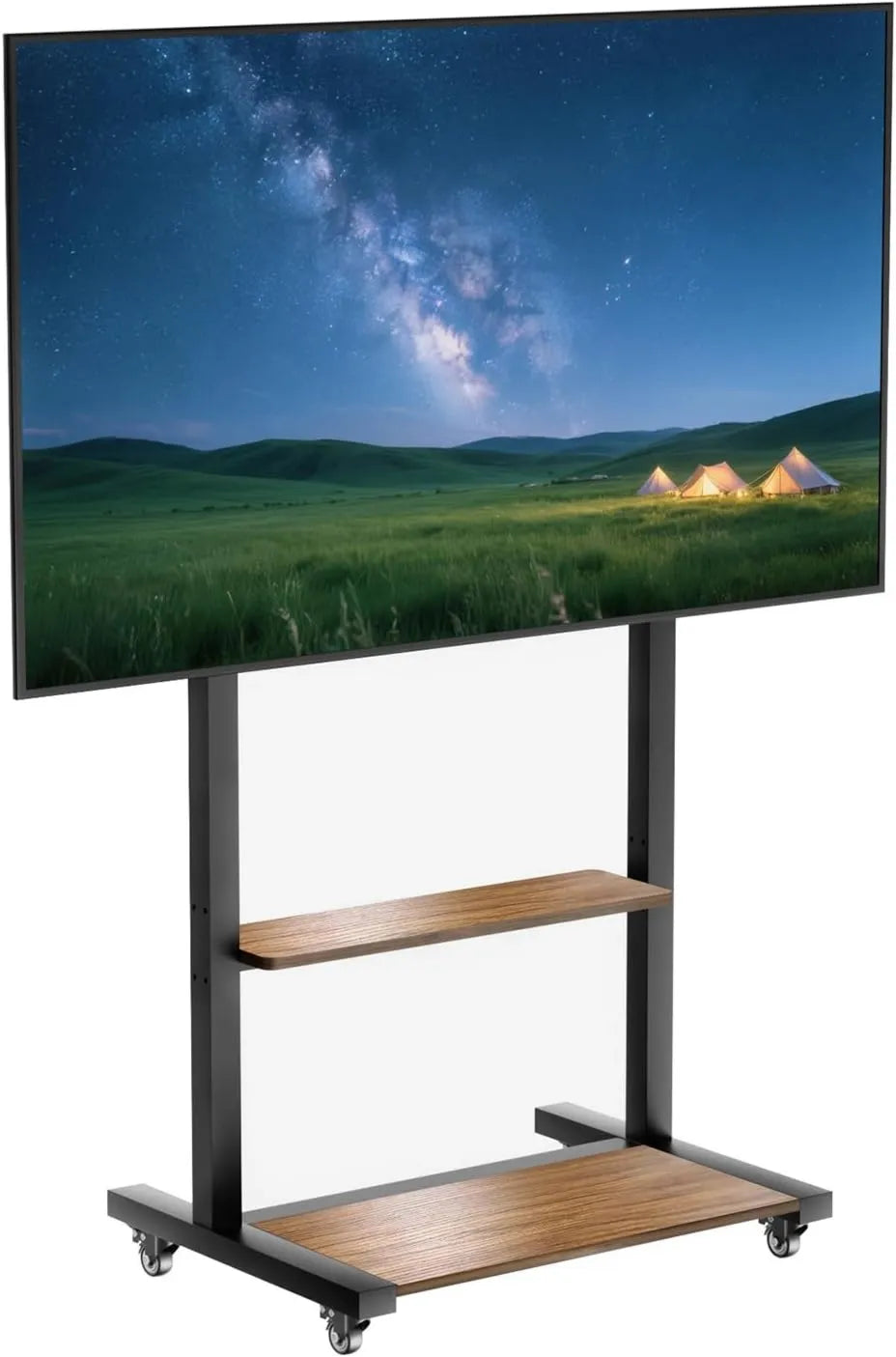 Vanconwey VC-Z1813 armário de TV, 100 polegadas, 800 x 600 mm, rodas móveis, até 220 LB, Altura ajustável racks de TV com grande prateleira de madeira