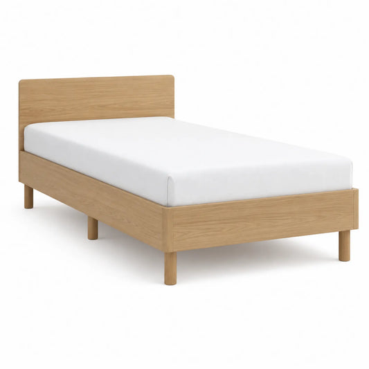 Cama individual de madera maciza roble