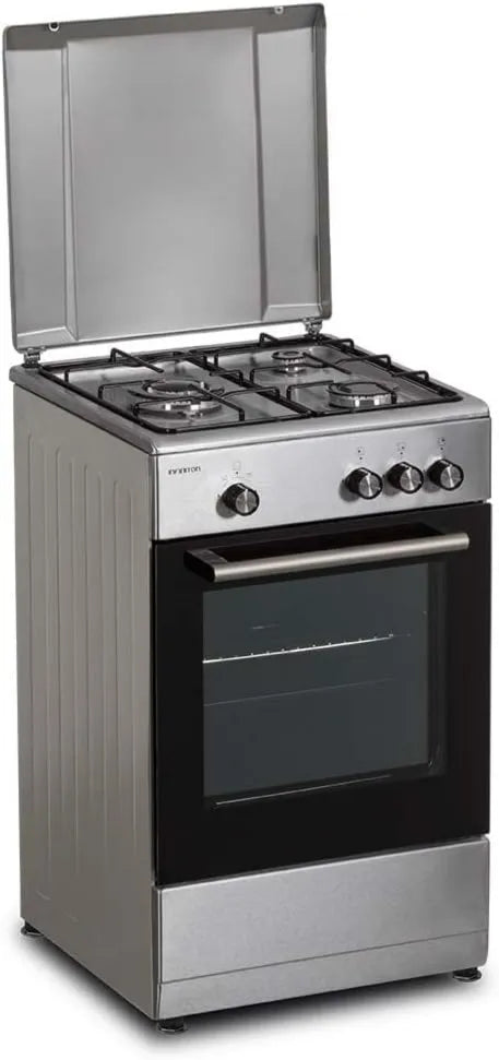 INFINITON ELECTRONICS Utensílios de cozinha com forno CC57TAC, 50 cm, 3 lareiras, aço inoxidável, queimadores de segurança FFSD, 3 zonas, aço inoxidável, gás natural compatível e butano