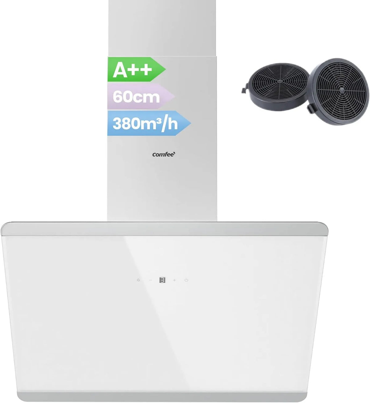 exaustor, 60 cm, 380 m3/h, capa de cozinha, Comfee CH60J64ET4A2W, toque, aço inoxidável, LED