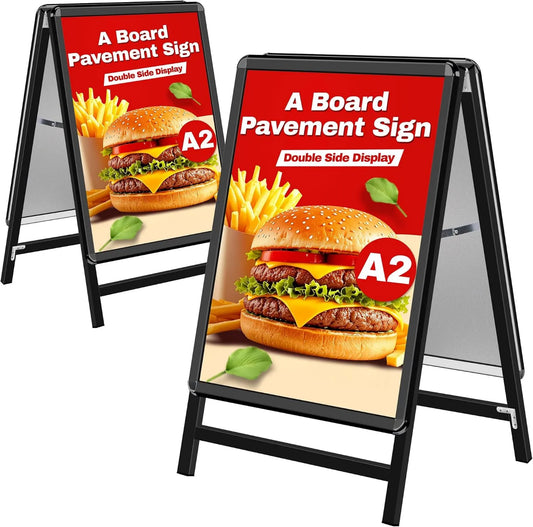 WIIGO Produto parar Trottoir Exterior, Trottoir Painel A2, A-Board duplo Face Poster Titular, Assine para publicidade, Restaurantes e estacionamentos, Preto