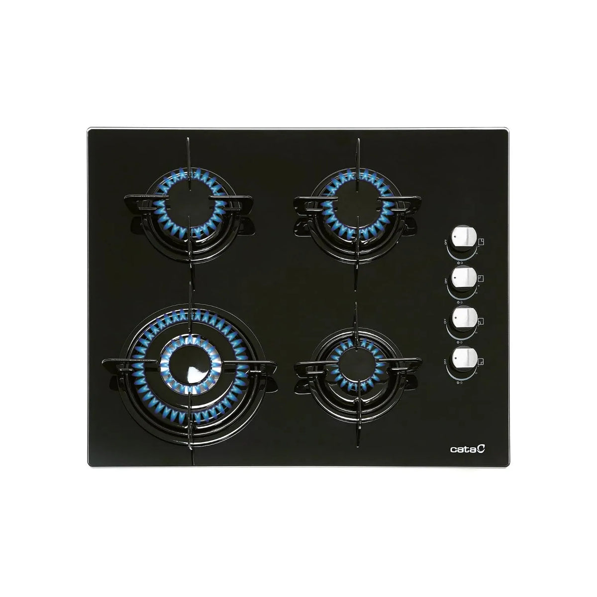 CATA Utensílios com forno, 59 cm, CATA CIB 6031 BK Gas hob 4 queimadores 1 coroa tripla Para fogão a gás natural Largura 59 cm