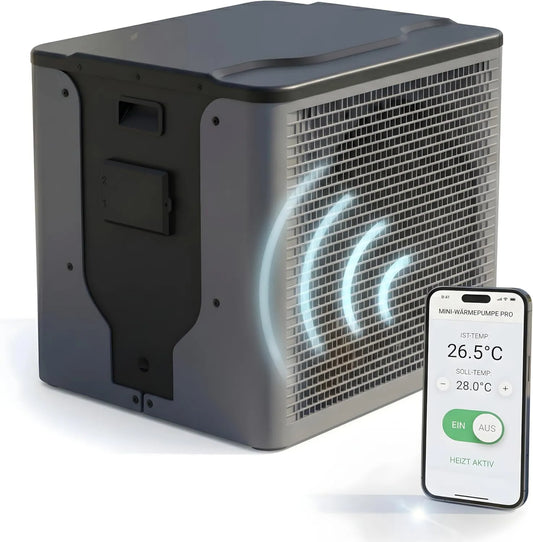 Radiador elétrico, 000 L, Wi-Fi, aplicação, bomba de calor poolomio® Mini para piscina 5 kW com controlo por aplicação WiFi - Aquecimento
