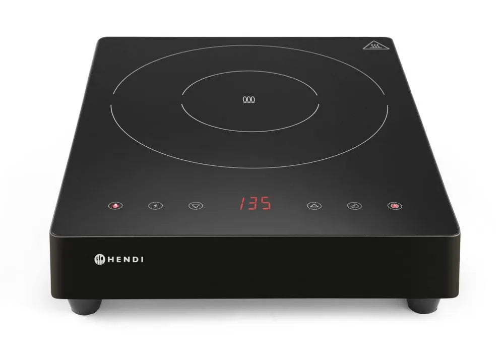 HENDI Placa de indução 230V/3500W, 3500 W, 60-240°C, 230 V, mesa de indução de cozinha, toque, temporizador, aço inoxidável, preto, 337x417x, 85mm