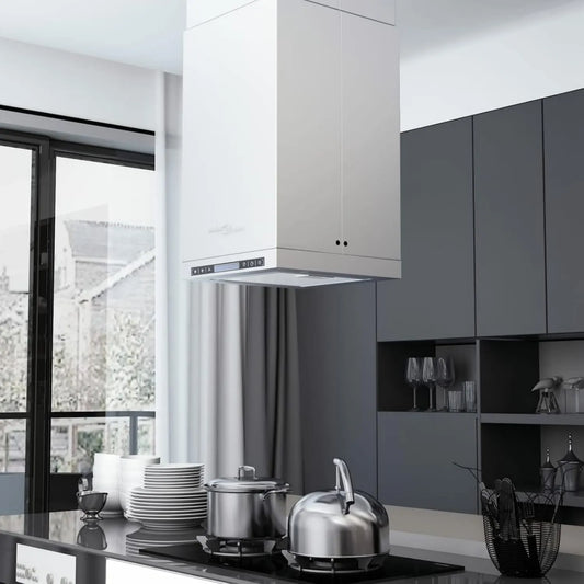 Topuality exaustor, 756 m3/h, capa de cozinha, toque, ecrã LCD, exaustor de ilhota com ecrã LCD Tátil e sensor LED 756 m3/h Capa de ilhota