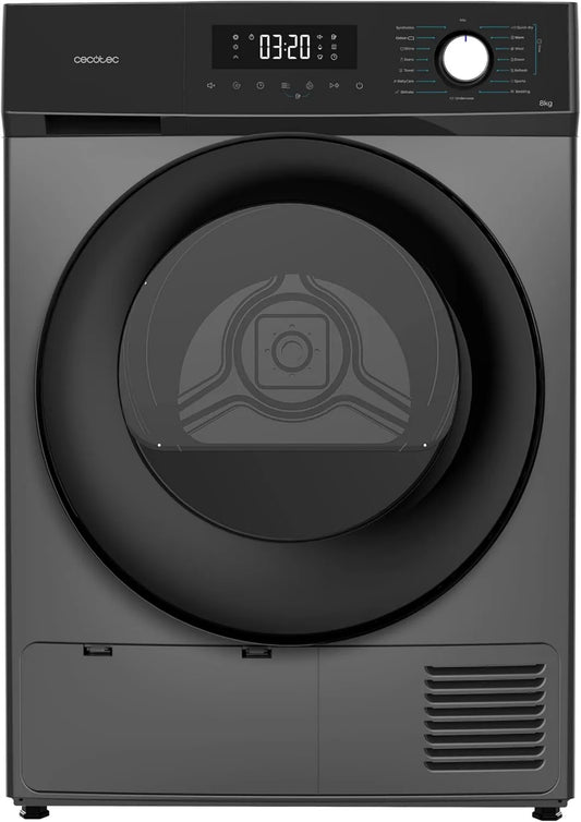 Cecotec Bolero Dresscode Dryer, 15 programas, 8 kg, classe E-Energia, aço inoxidável, Funções como Secagem automática, Passagem