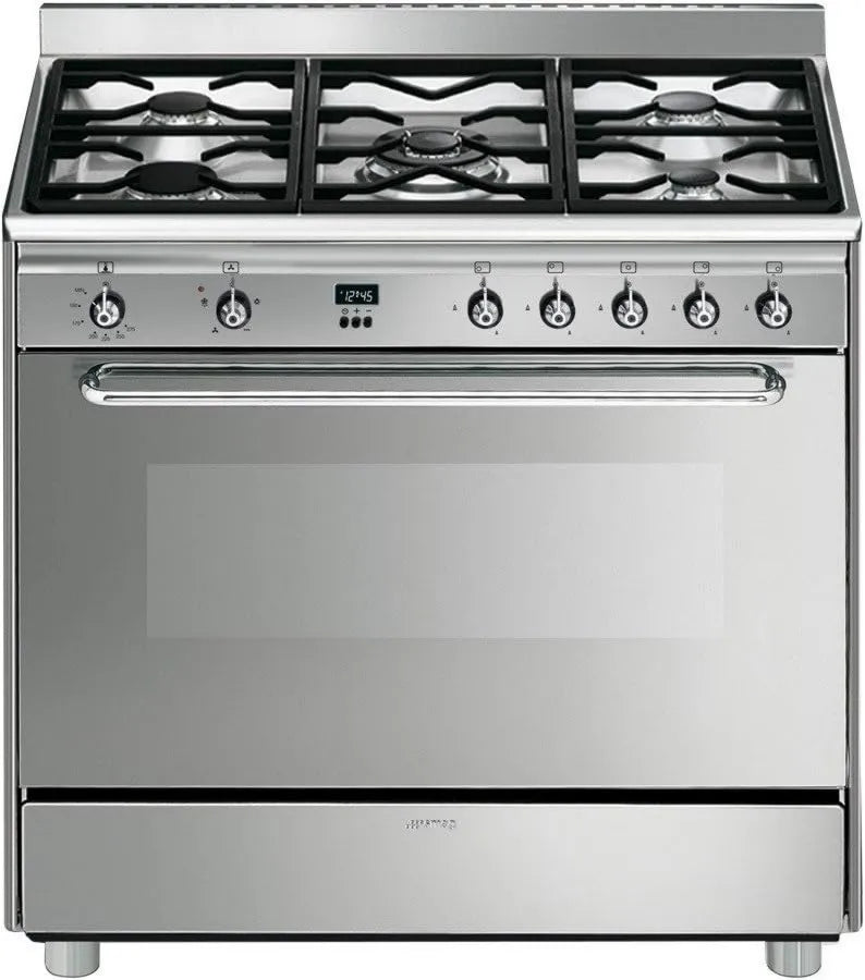 Smeg SCD90GVx Fogão com forno, aço inoxidável, Rotary, Frente, Eletrônica, Gás
