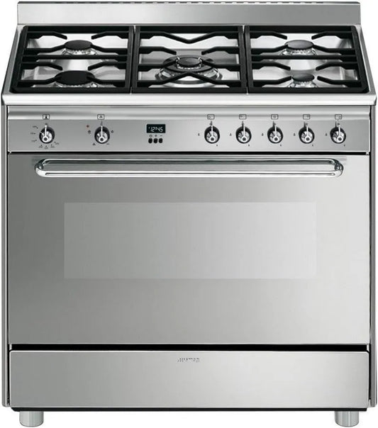 Smeg SCD90GVx Fogão com forno, aço inoxidável, Rotary, Frente, Eletrônica, Gás