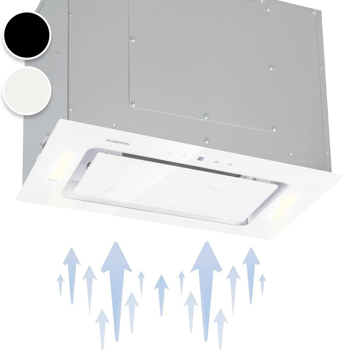 exaustor KLARSTEIN, 52 cm, 190 W, 530 m3/h, capa de cozinha, recesso, touch-down, branco, 190W