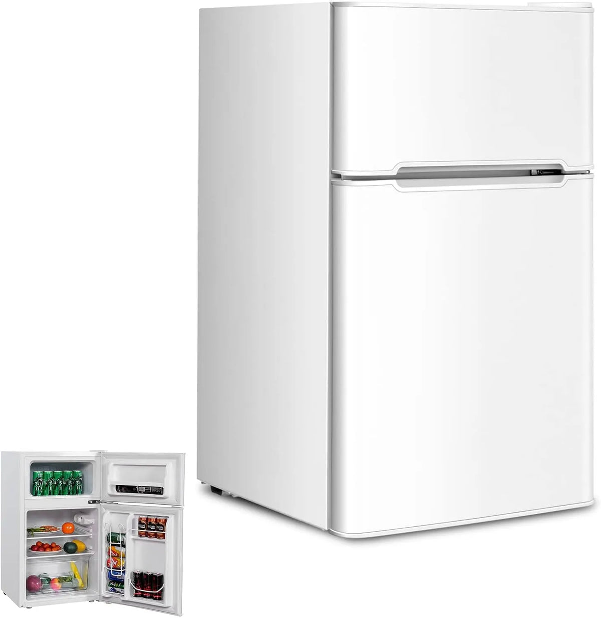 RELAx4LIFE Congelador RLEAx4LIFE, 90 L, 0 a 10 °C, 2 zonas de temperatura, armário congelador, branco, Frigorífico Retro 90L Porta dupla, Vegetais