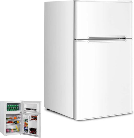 RELAx4LIFE Congelador RLEAx4LIFE, 90 L, 0 a 10 °C, 2 zonas de temperatura, armário congelador, branco, Frigorífico Retro 90L Porta dupla, Vegetais