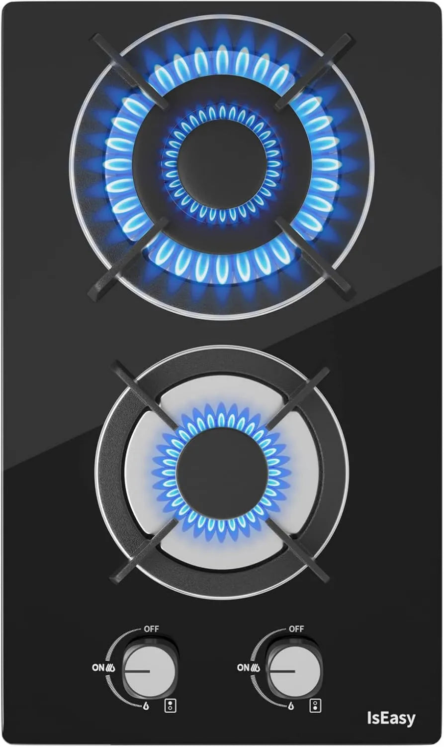 IsEasy Cozinhador com forno, 30cm, 2 lareiras, encastrado, Placa de cozinha Gas 2 zonas, 2 Queimadores