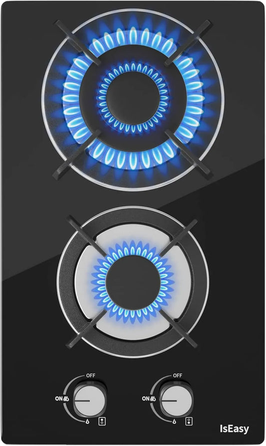 IsEasy Cozinhador com forno, 30cm, 2 lareiras, encastrado, Placa de cozinha Gas 2 zonas, 2 Queimadores
