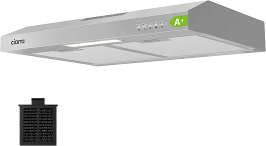 CIARRA CBCS6903D CBCF009 exaustor, 60cm, 220m3/h, classe energética A, exaustor de cozinha, evacuação e reciclagem, iluminação LED