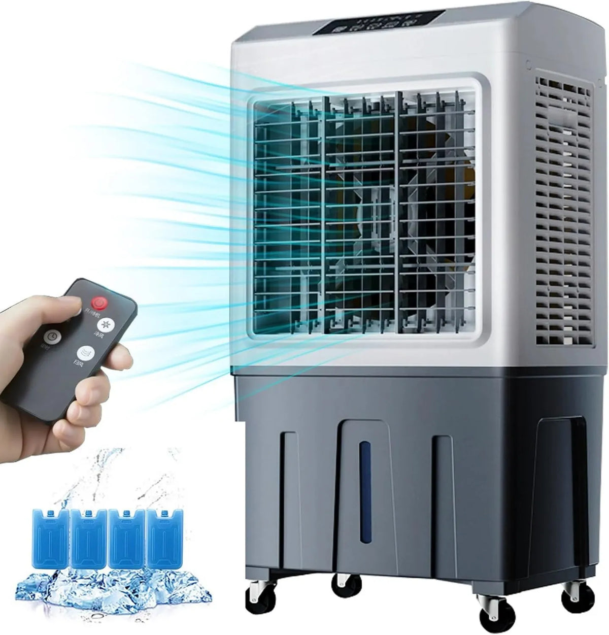 CRUSIO Ar condicionado, 50 L, 200 W, Industrial, Tanque Grande, Profissional, Fresco até 50 M2, Ventilador Air Cooler Evaporativo Comercial