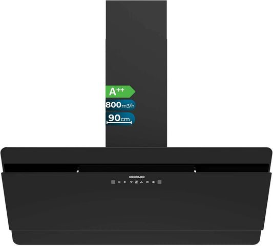 Cecotec Bolero DT fluxo 800m3, h exaustor, 90 cm, 210 W, 800 m3/h, capa de cozinha, iluminação LED, Boost, toque, 3 níveis, preto, 210W