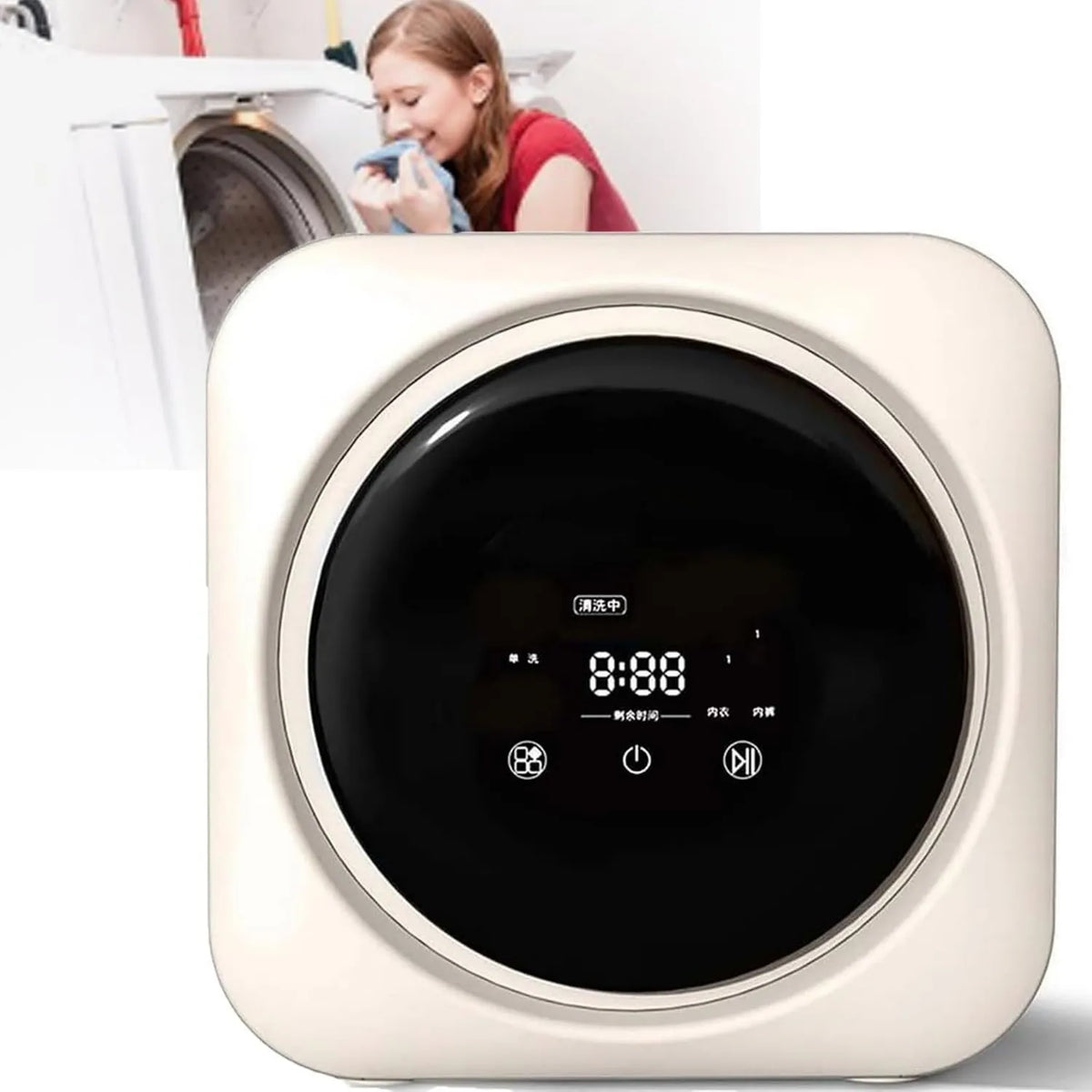 Generic Máquina de lavar roupa, 4 programas, 3 kg, portátil, instalação de parede, toque, tambor frontal de 3 kg