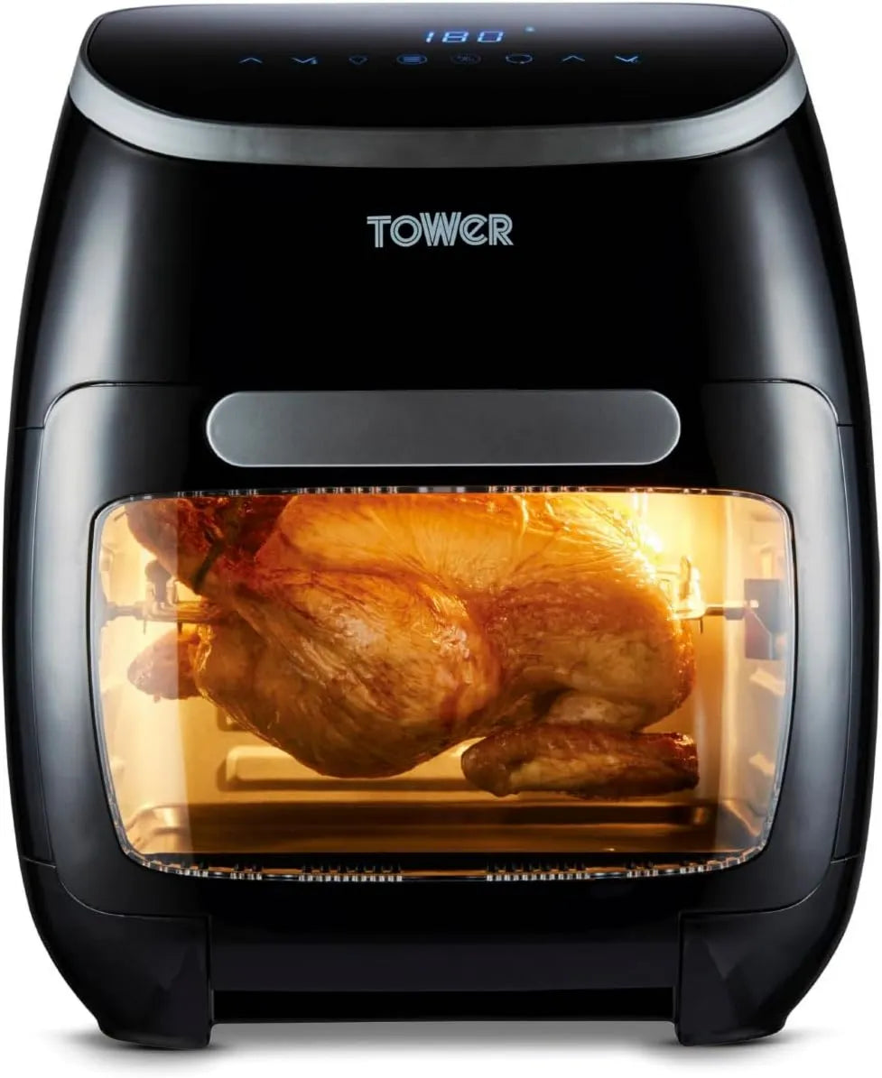TOWER Forno elétrico, 11 L, 000 W, Torre T17076 10-em-1, temporizador, compacto, preto, 60 minutos temporizador, Torre T17076 xpress Pro Combo Fritadeira de ar - Mini forno