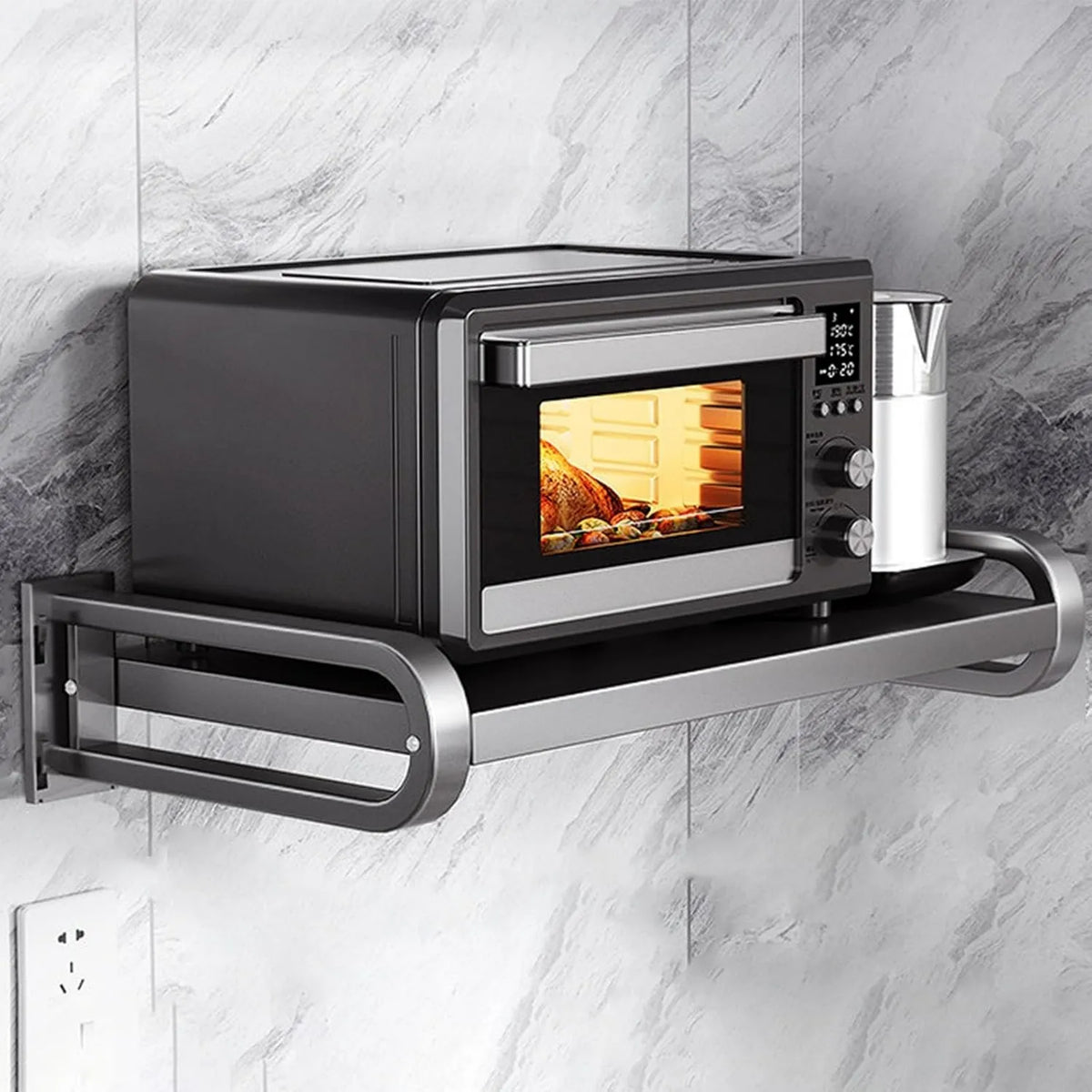 Generic Microondas, 80 cm, instalação de parede, aço inoxidável, prateleira de parede de aço inoxidável para forno de microondas e contador de cozinha 80 cm