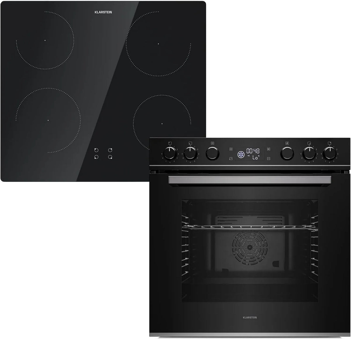 KLARSTEIN Forno elétrico, 72 L, 4 lareiras, 9 programas, E-class, Boost, timer, bloqueio, preto, Klarstein ControlSync Four With