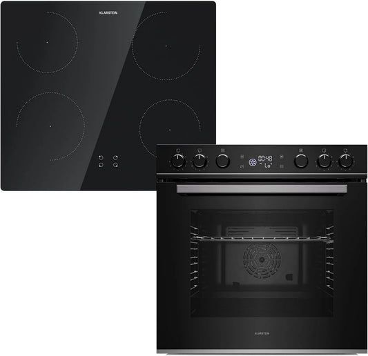 KLARSTEIN Forno elétrico, 72 L, 4 lareiras, 9 programas, E-class, Boost, timer, bloqueio, preto, Klarstein ControlSync Four With