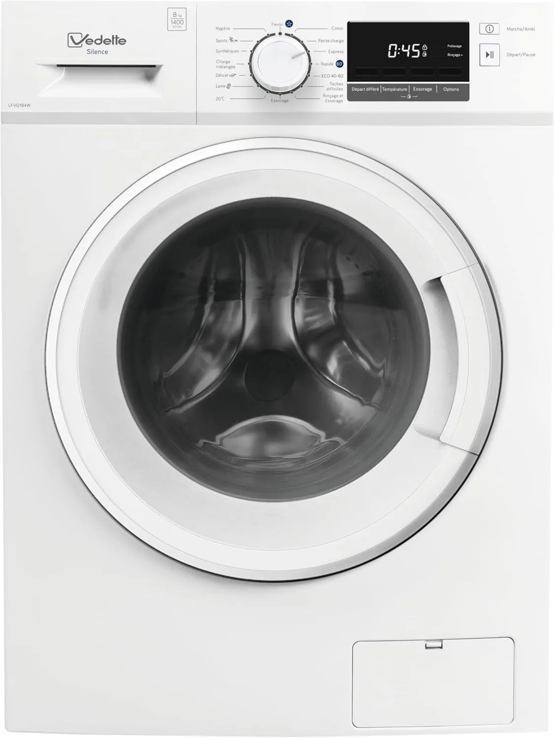 Fowok Máquina de lavar roupa, 8 kg, Vedette LFVQ184W, branco, 1400 ts, min, 8 kg, Máquina de lavar roupa Frente