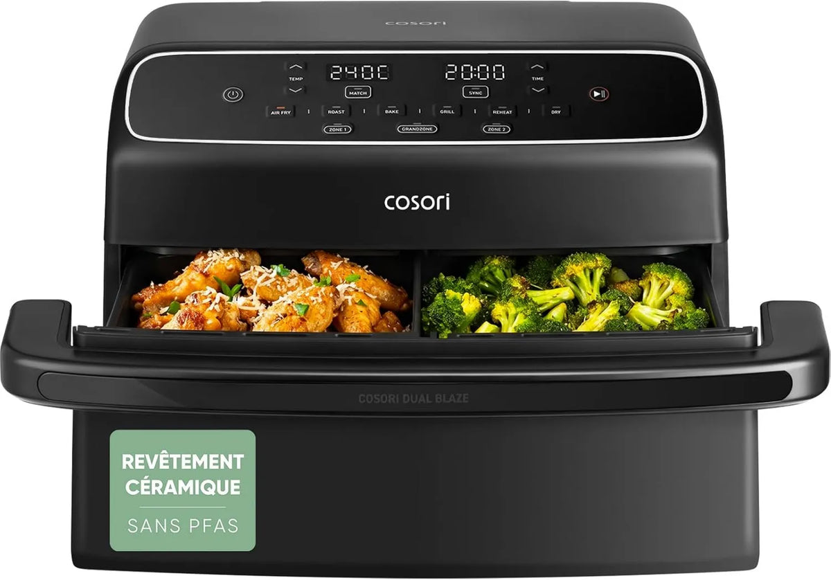 Secador de ar quente, 6 L, 2700 W, 6 programas, 35 a 240 °C, removível, 6L Revestimento cerâmico, 4 resistores em 2 níveis, 6 funções, Cosori Air