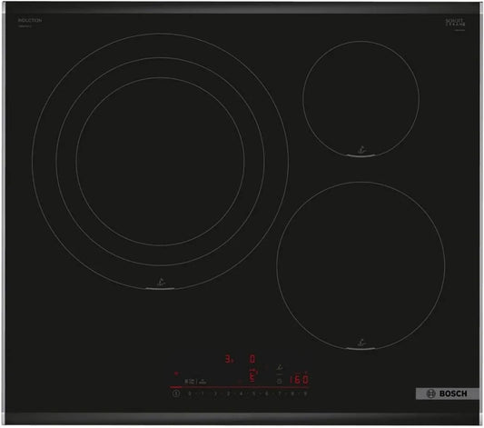 Bosch PID675HC1E Placa de indução, 60 cm, 3 lareiras, mesa de cozinha de indução, Home Connect, preto, PerfectFry Plus