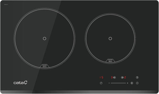 Placa de indução de CATA, 59 cm, 2 lareiras, mesa de cozinha de indução, Boost, toque, temporizador, preto, Cata IB 2 PLUS BK Placa de indução 2 zonas