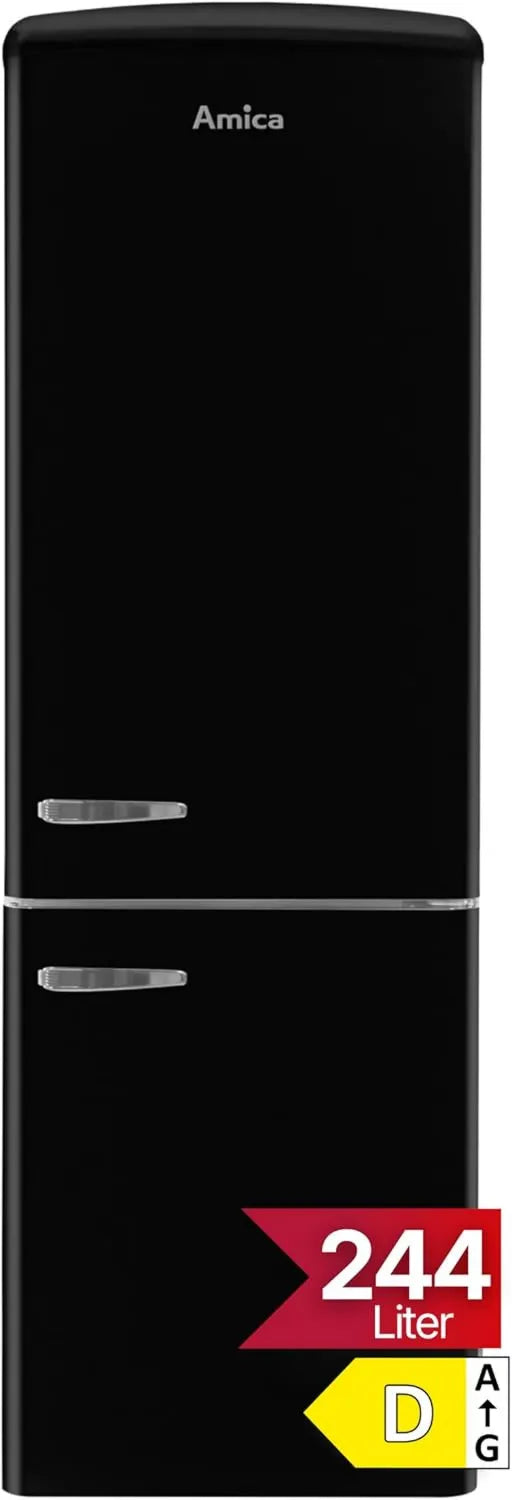 Amica Congelador, 244 L, 181 x 55 x 61, 5 cm, stand-alone, iluminação LED, grelha, armário congelador, preto